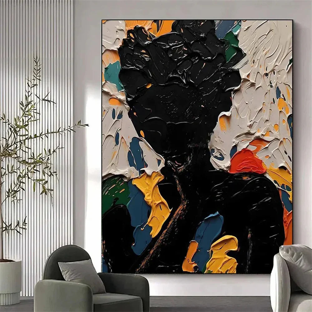 Abstract Portrait Textured Wall Art #PB008