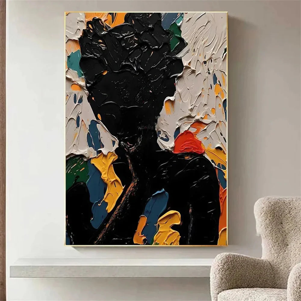 Abstract Portrait Textured Wall Art #PB008
