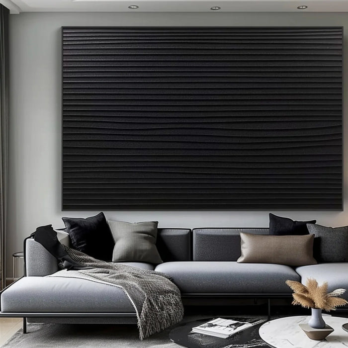 Black Minimalist Textured Wall Art #MT133