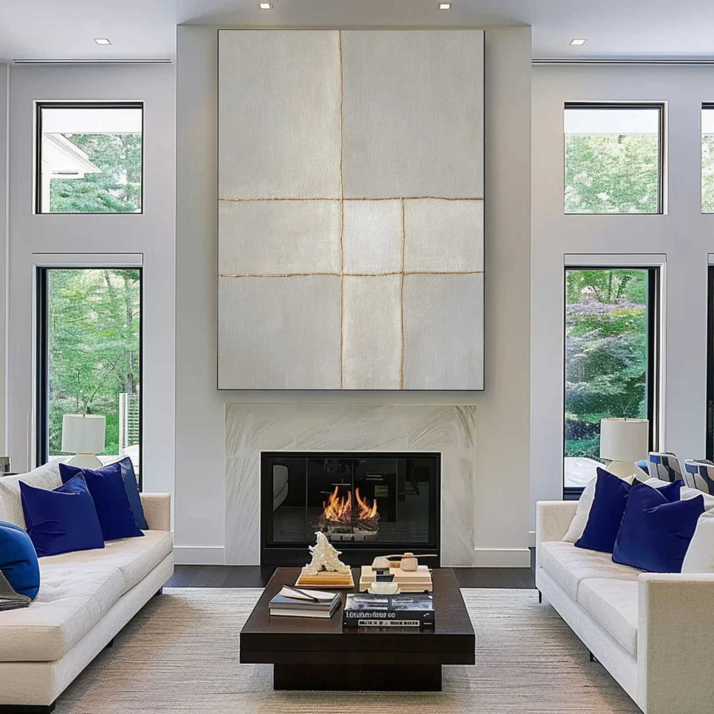 Beige and Grey Minimalist Plaster Textured Wall Art #MT142