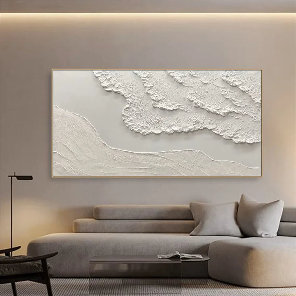 White Minimalist Textured Wall Art #MT072