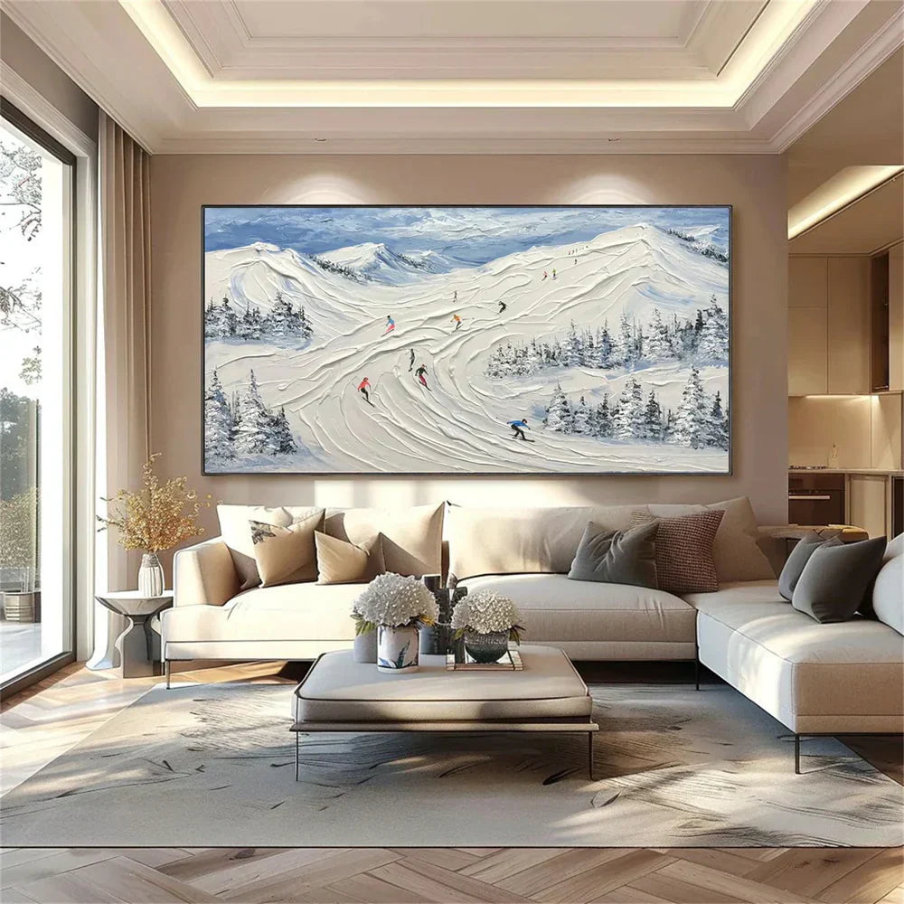 Skiing Sport Art Textured Canvas #PT011
