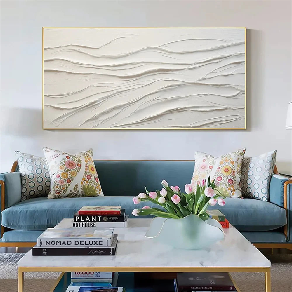 White Minimalist Textured Wall Art #MT093