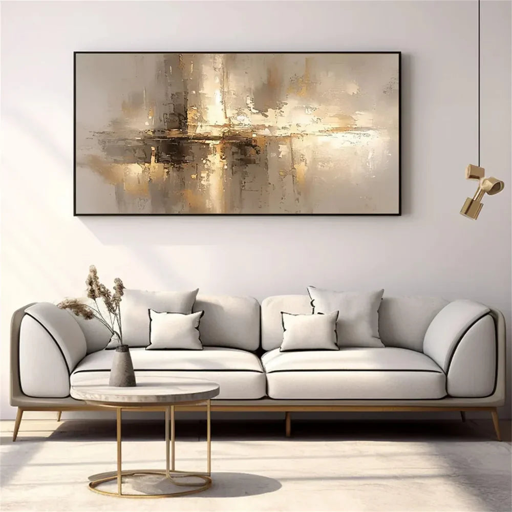 Beige and Brown Abstract Wall Art  #AT107