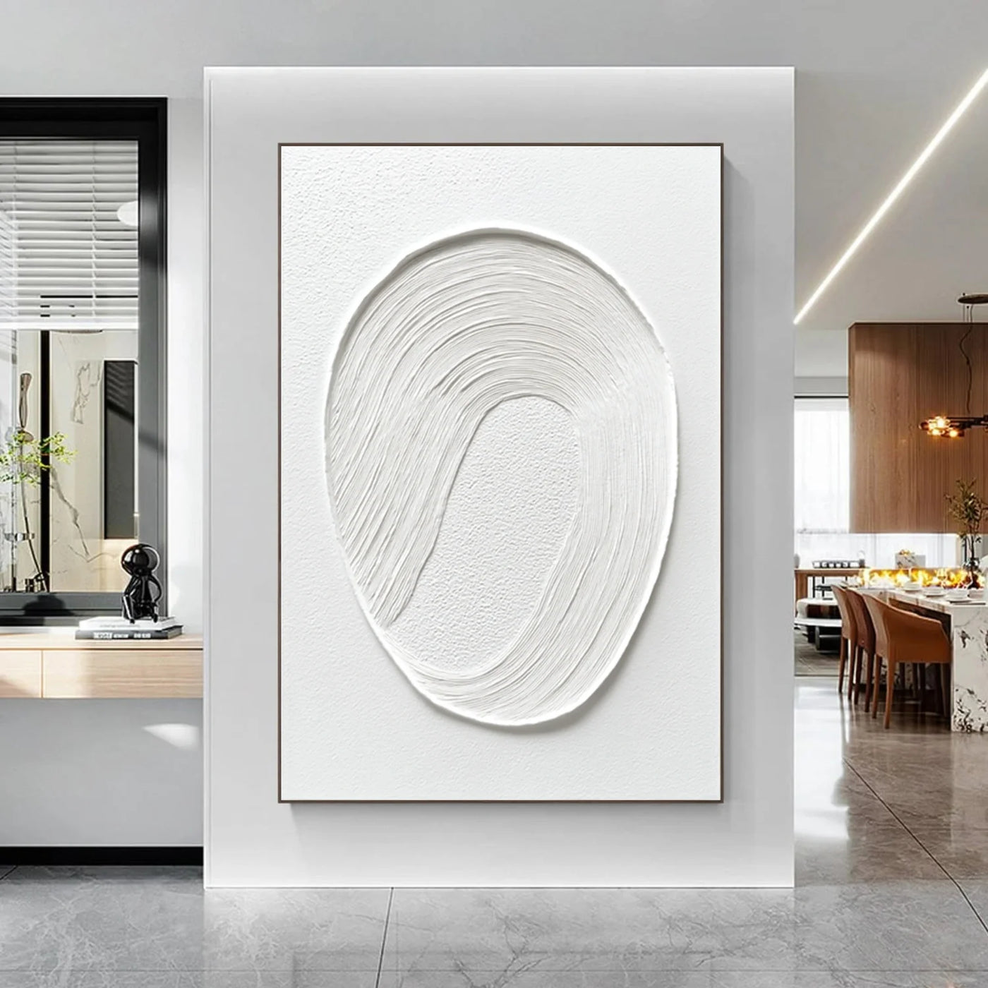 White Minimalist Textured Wall Art #MT137