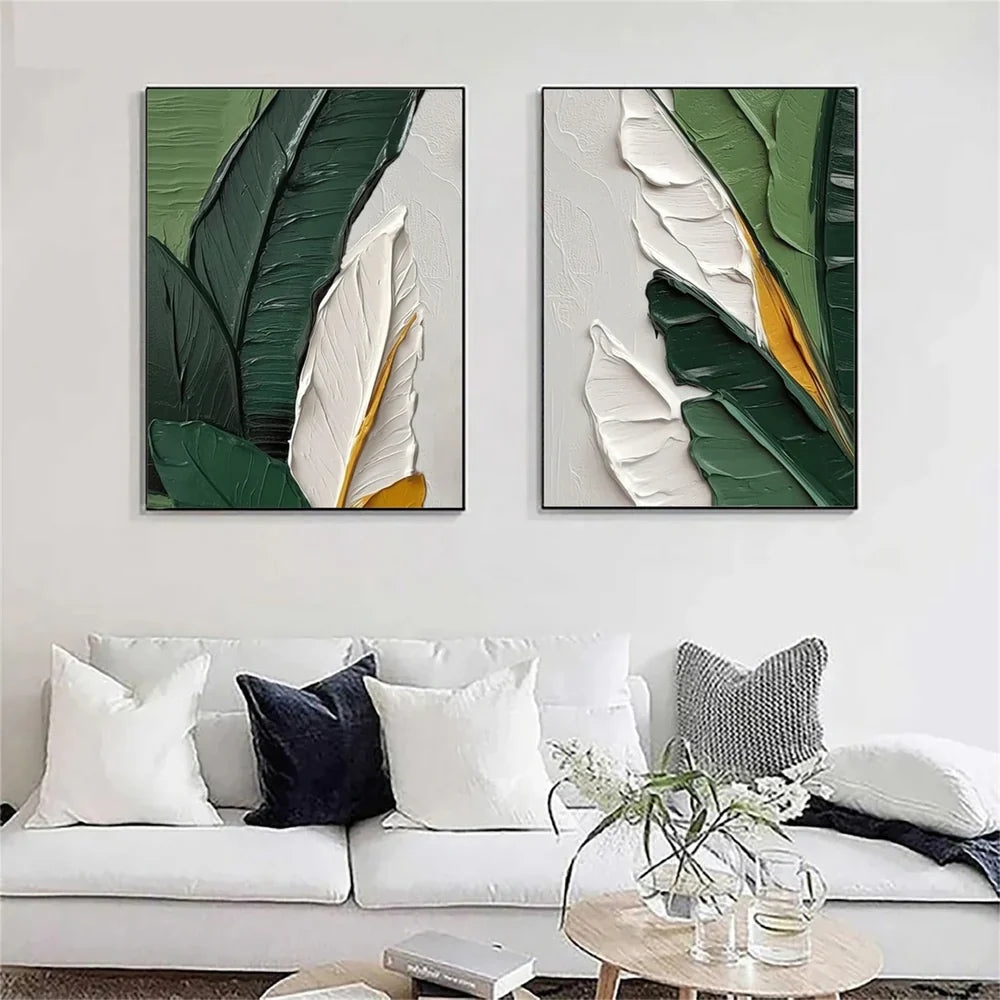 Flower & Tree Textured Abstract Wall Art Set of 2 #SF022