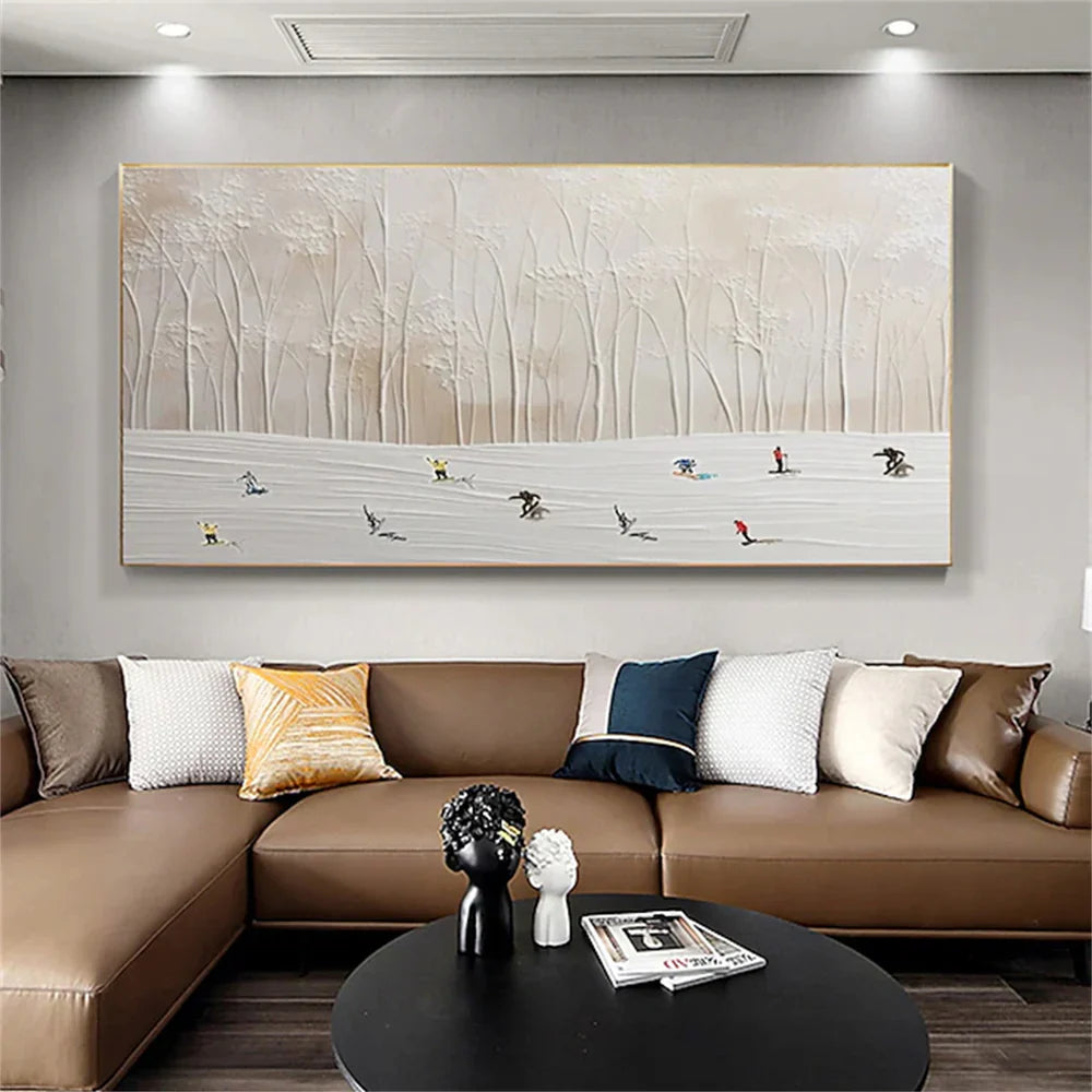 Skiing Sport Art Textured Canvas #PT038
