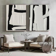 Black and White Minimalist Textured Wall Art Set of 2 #MT136
