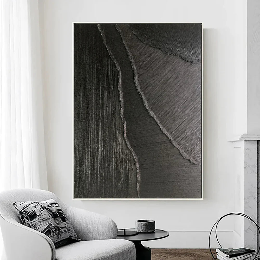Black Minimalist Textured Wall Art #MT080