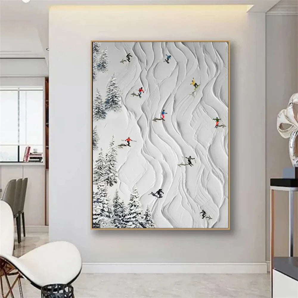 Skiing Sport Art Textured Canvas #PT012