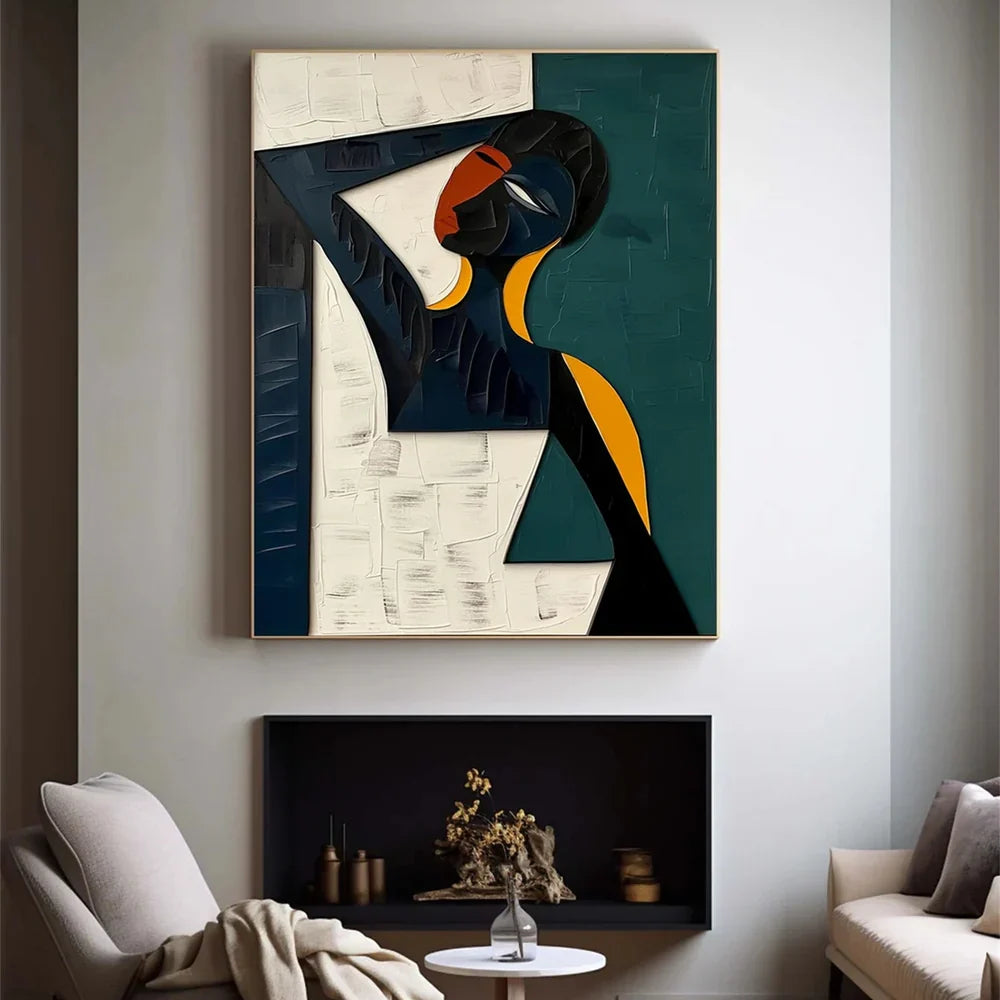 Abstract Portrait Textured Wall Art #PB007