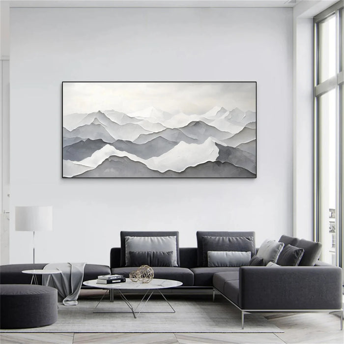 Grey and White Mountain Textured Wall Art #MS041