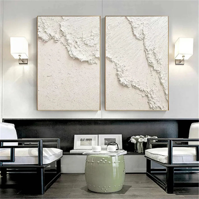 White Minimalist Textured Wall Art Set of 2 #MT121