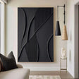 Black Minimalist Textured Wall Art #MT079