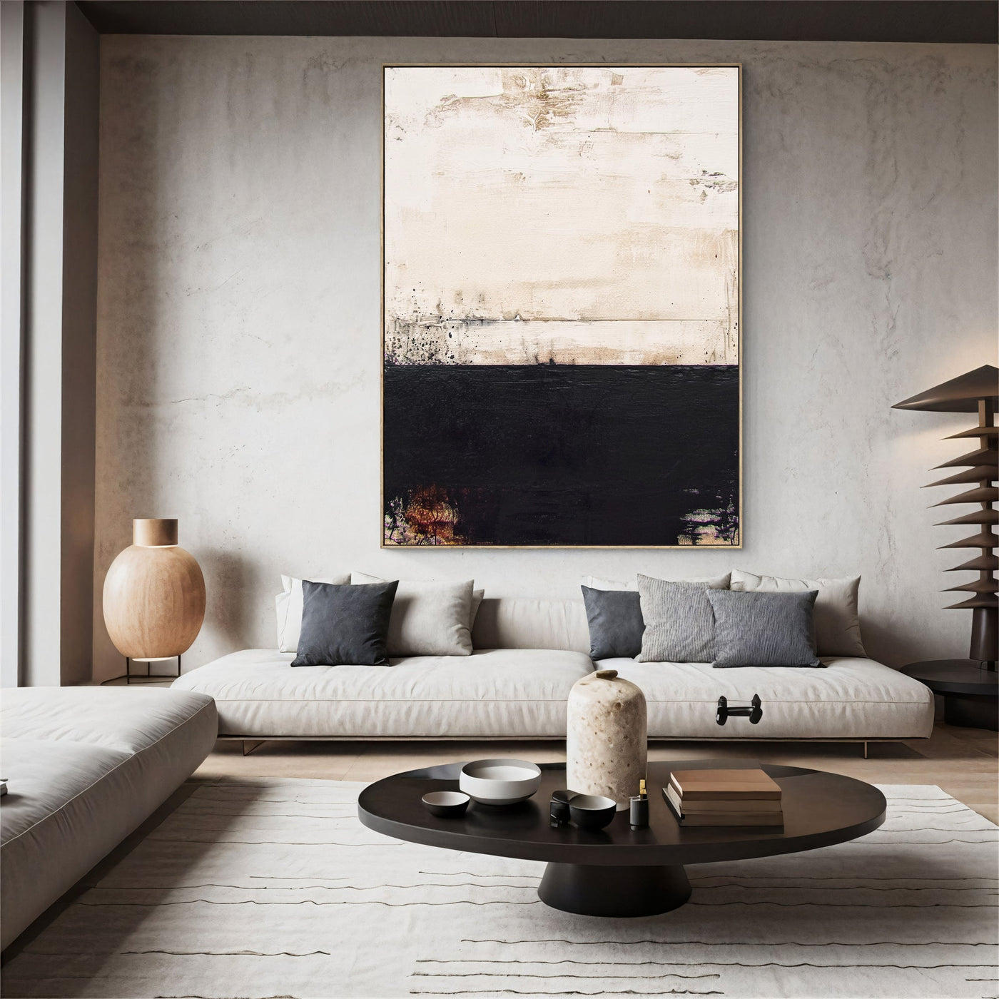Textured Beige Contrast | Ebony Hues