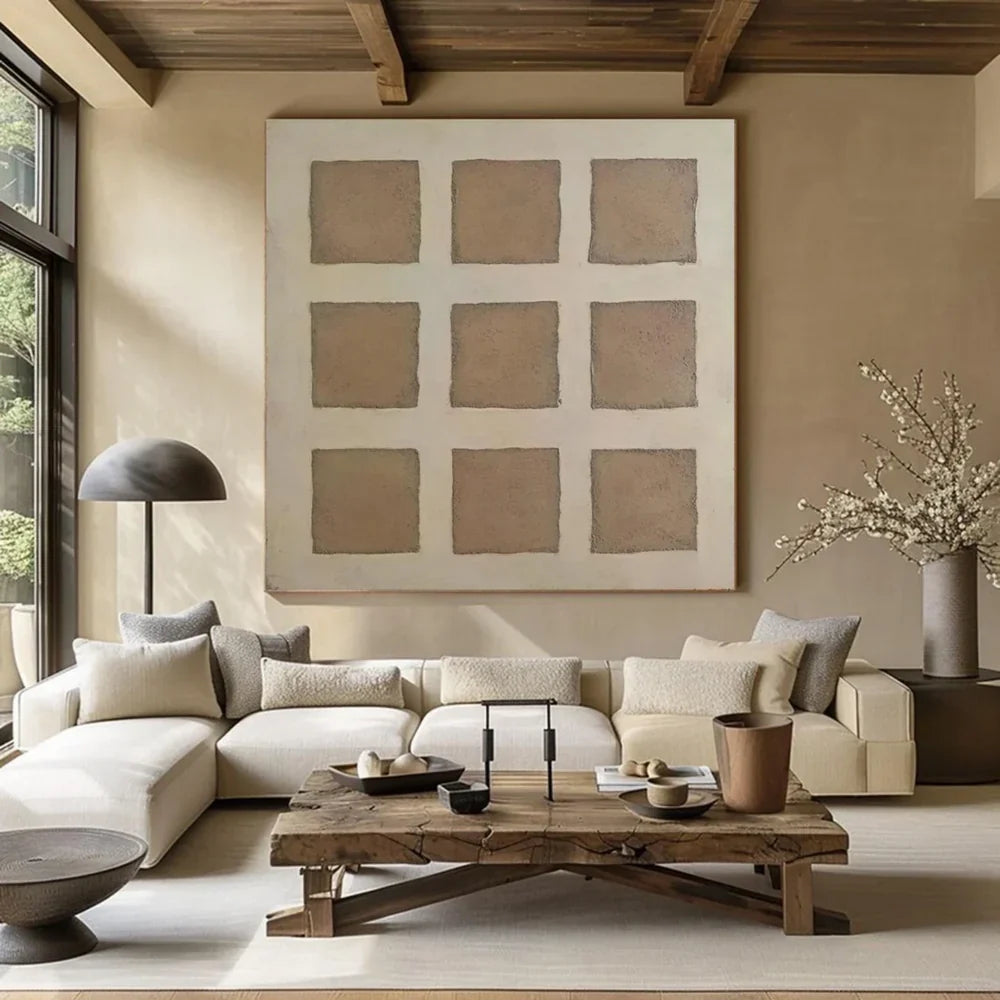 Beige & Brown Wabi Sabi Abstract Wall Art #WT040
