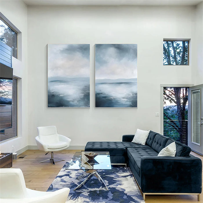 Ocean & Sky Abstract Wall Art  Set of 2 #MO091