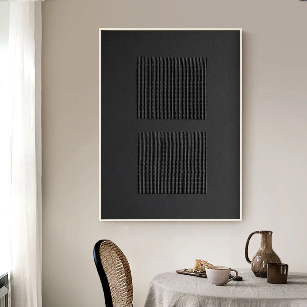 Black Minimalist Textured Wall Art #MT053