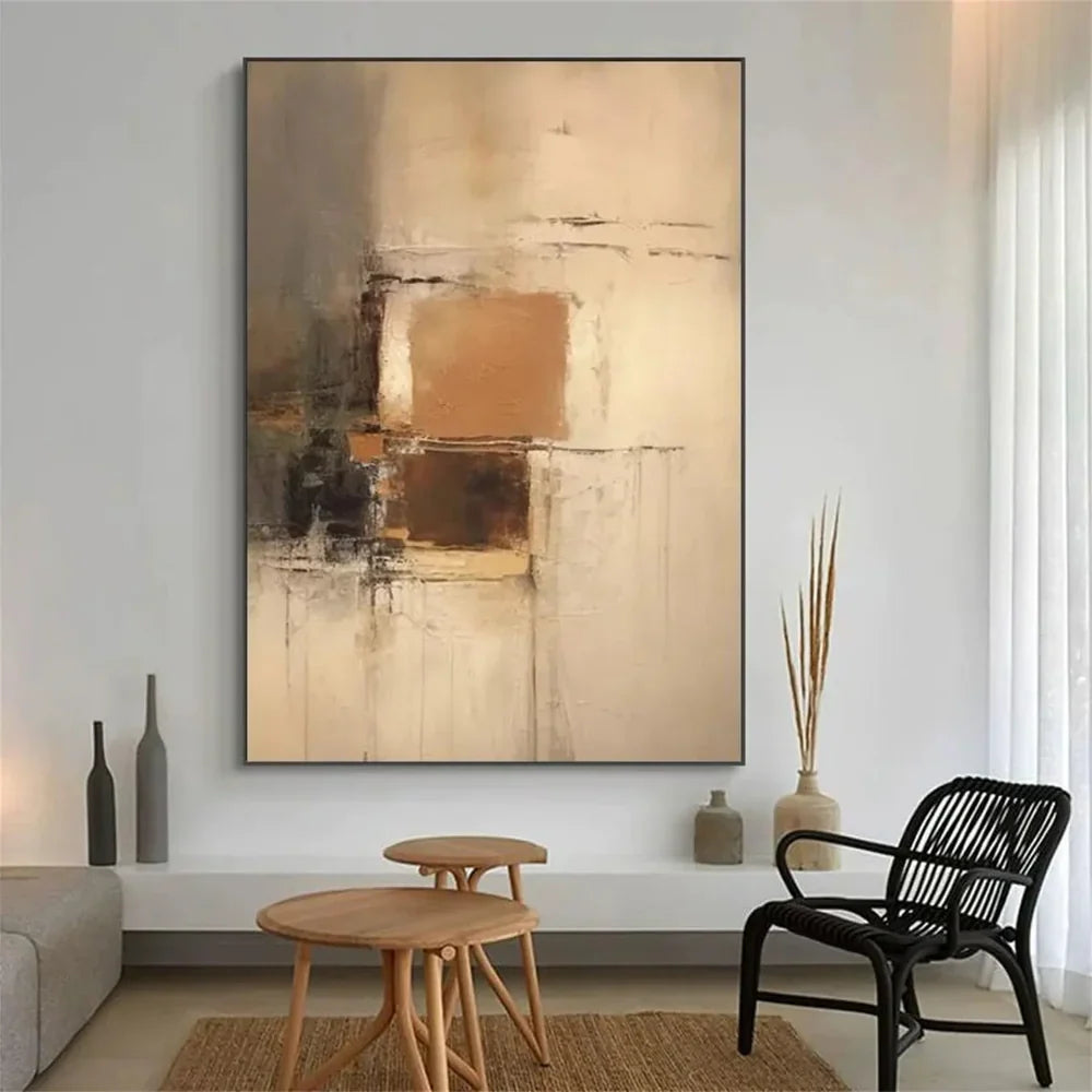 Beige and Brown Abstract Wall Art  #AT104