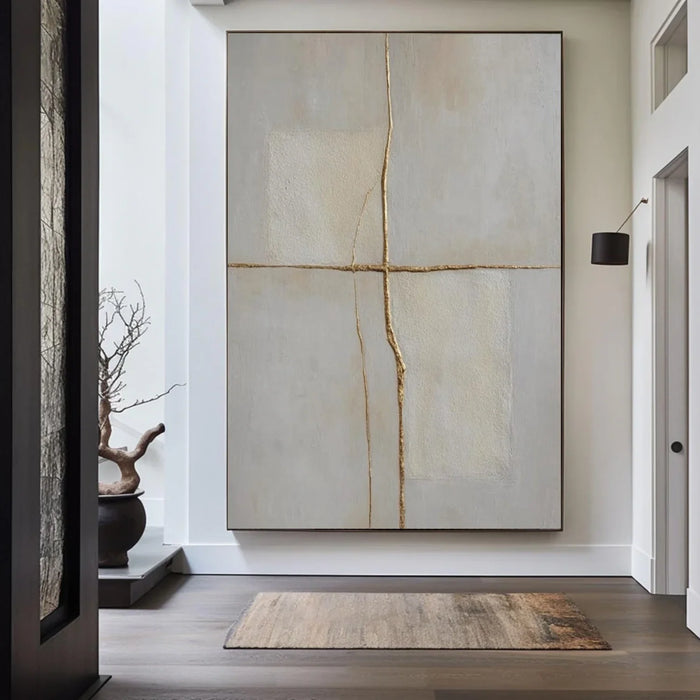 Beige and Grey Minimalist Plaster Textured Wall Art #MT143