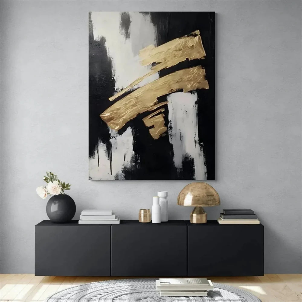 Black and White Minimalist Textured Wall Art #MT100