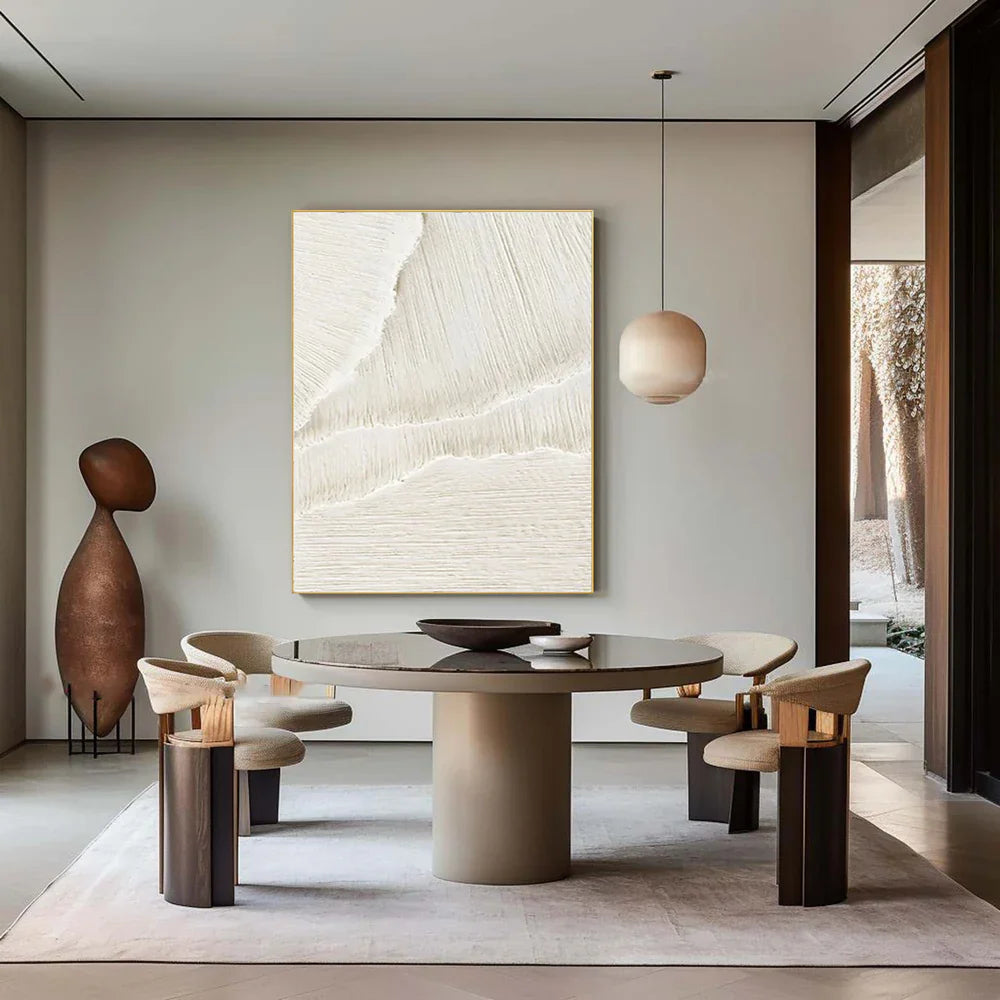 White Minimalist Textured Wall Art #MT056