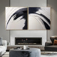Black and White Minimalist Textured Wall Art Set of 2 #MT134