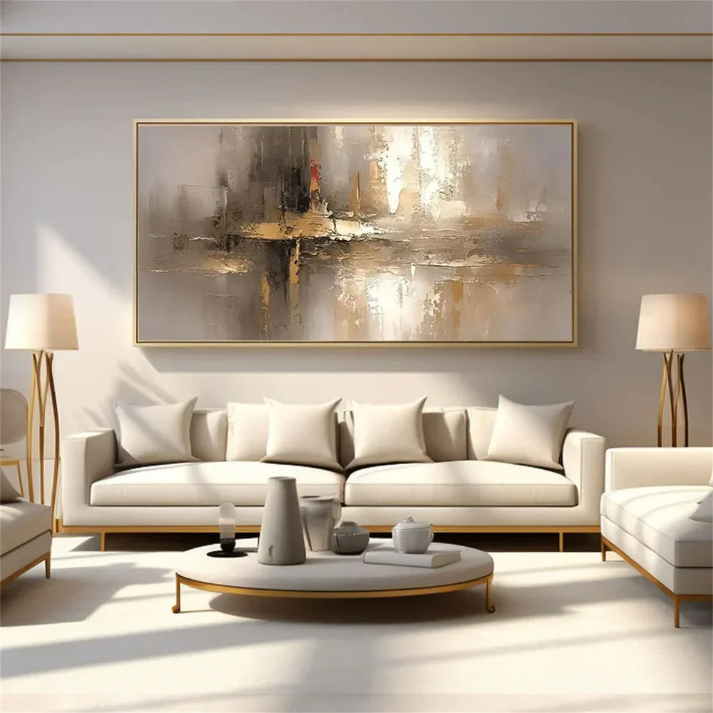Beige and Brown Abstract Wall Art #AT044