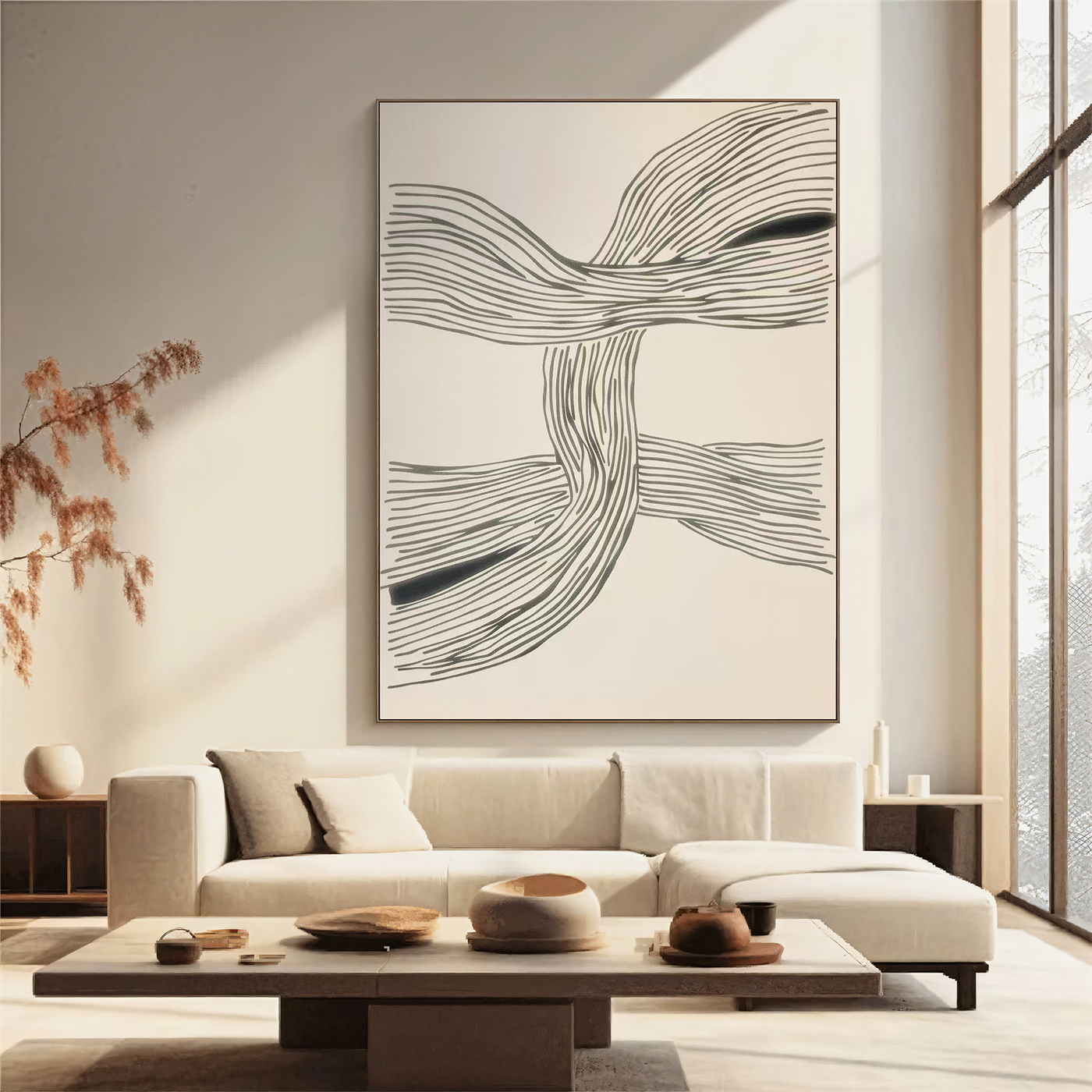 Textured Line Dynamism | Grey Beige