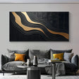 Black and Gold Minimalist Textured Wall Art #MT088