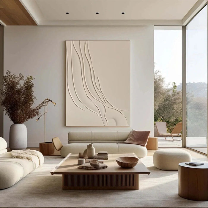 White Minimalist Textured Wall Art #MT139