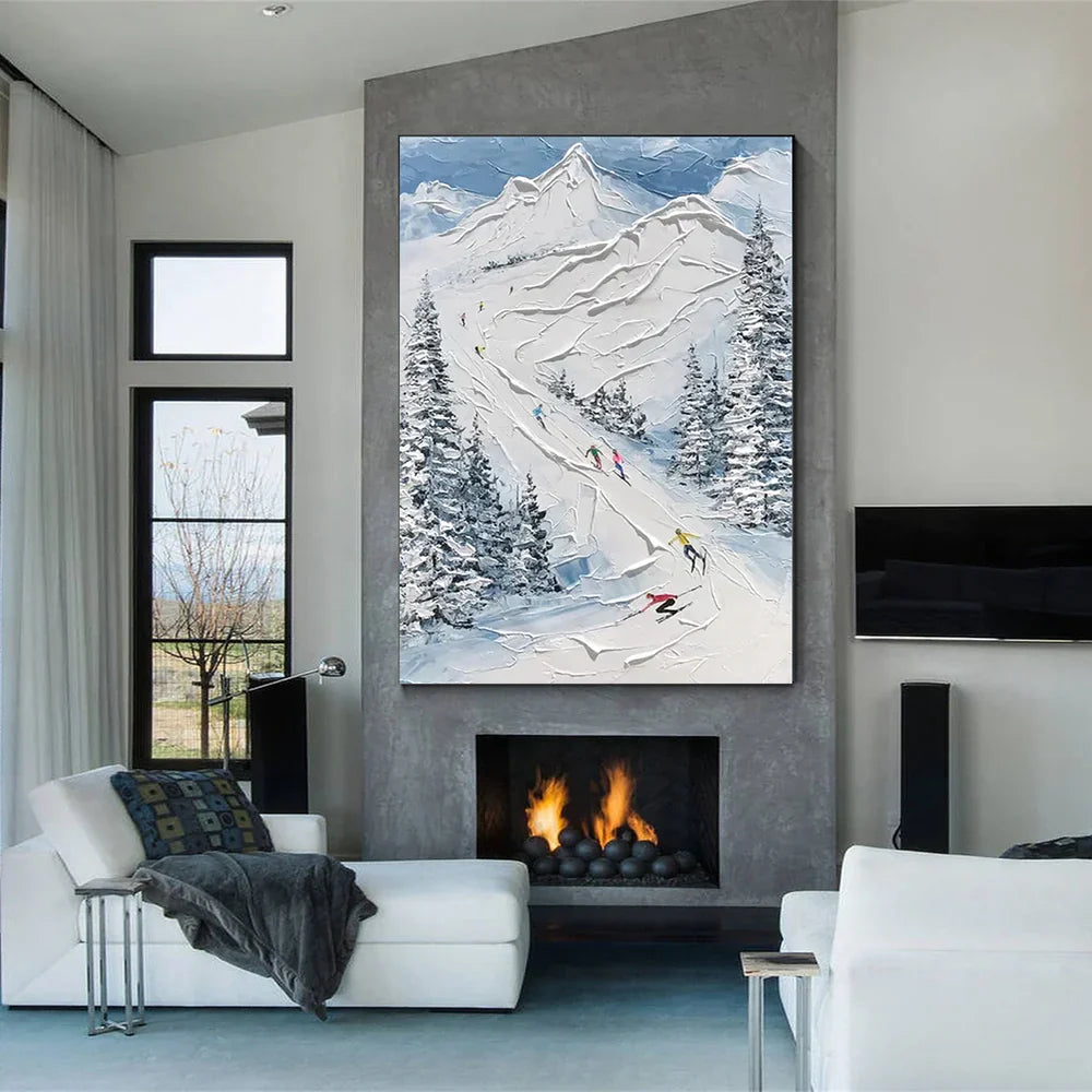 Skiing Sport Art Textured Canvas #PT020