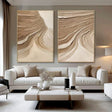 Beige and Brown Abstract Textured Wall Art Set Of 2 #AT043