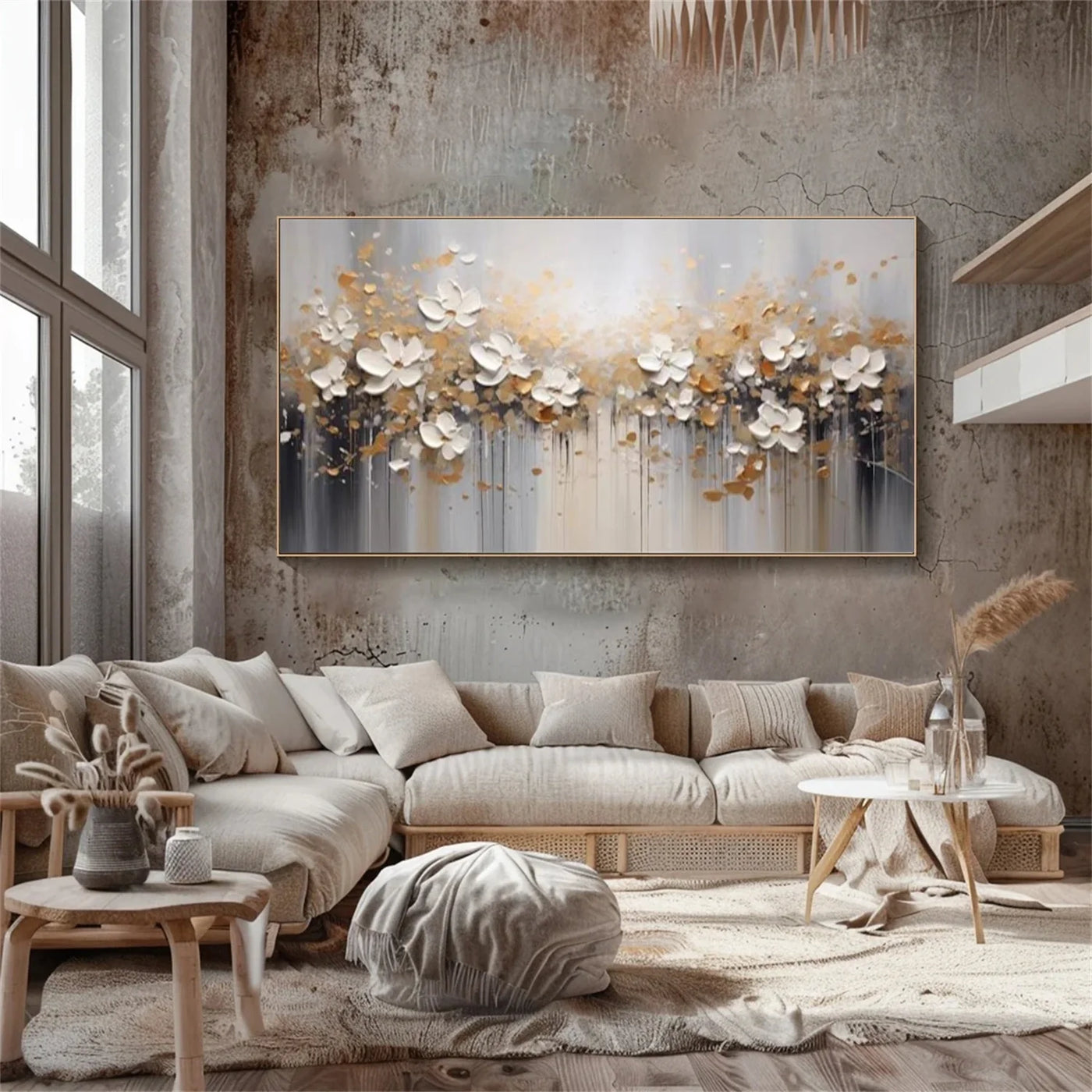 Flower & Tree Textured  Abstract Wall Art #SF063