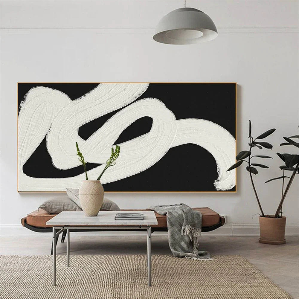 Black and White Minimalist Textured Wall Art #MT045