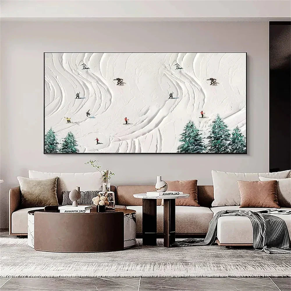 Skiing Sport Art Textured Canvas #PT018