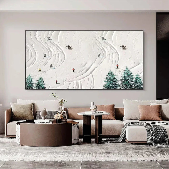 Skiing Sport Art Textured Canvas #PT018