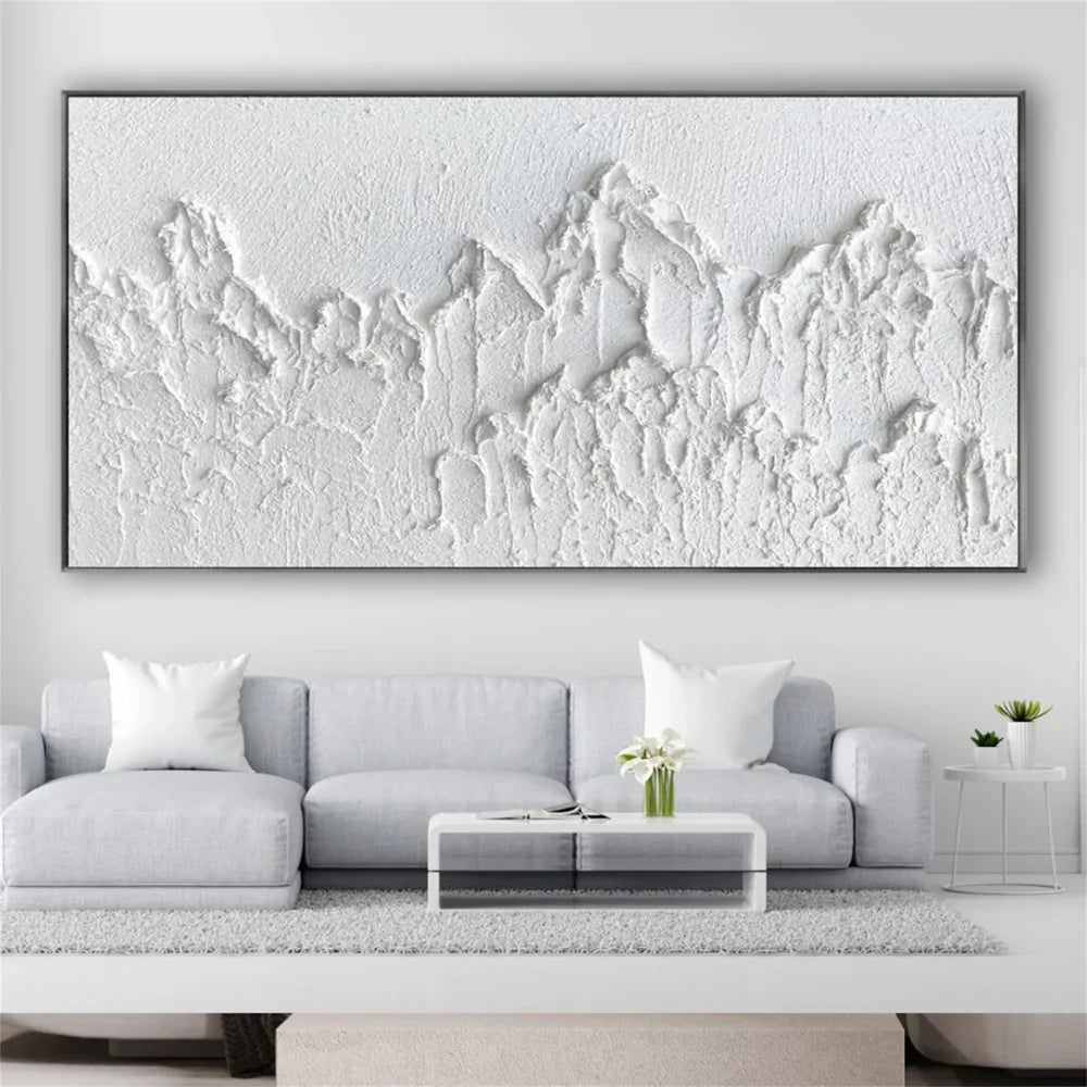 White Minimalist Textured Wall Art #MT074