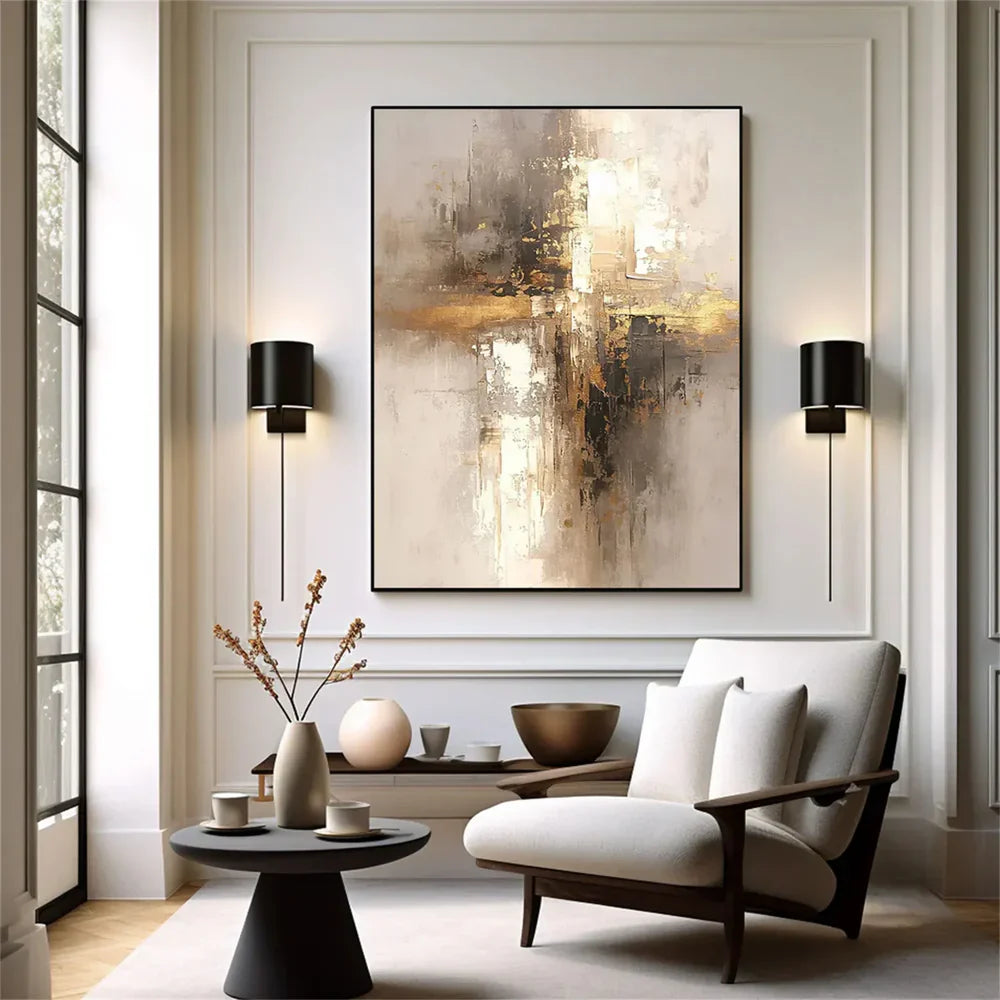 Beige and Brown Abstract Wall Art #AT048