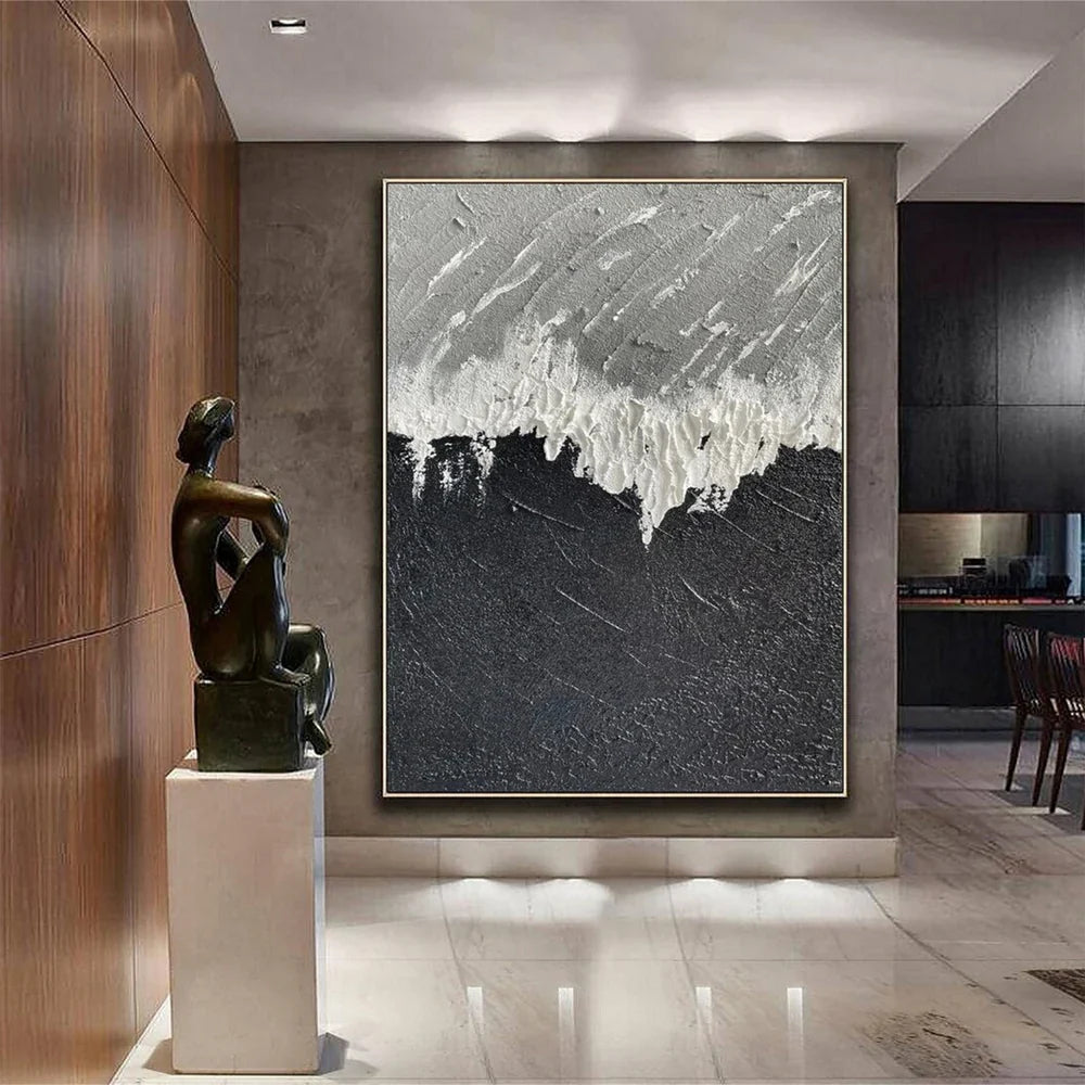 Black and White Minimalist Textured Wall Art #MT069