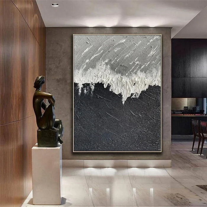 Black and White Minimalist Textured Wall Art #MT069