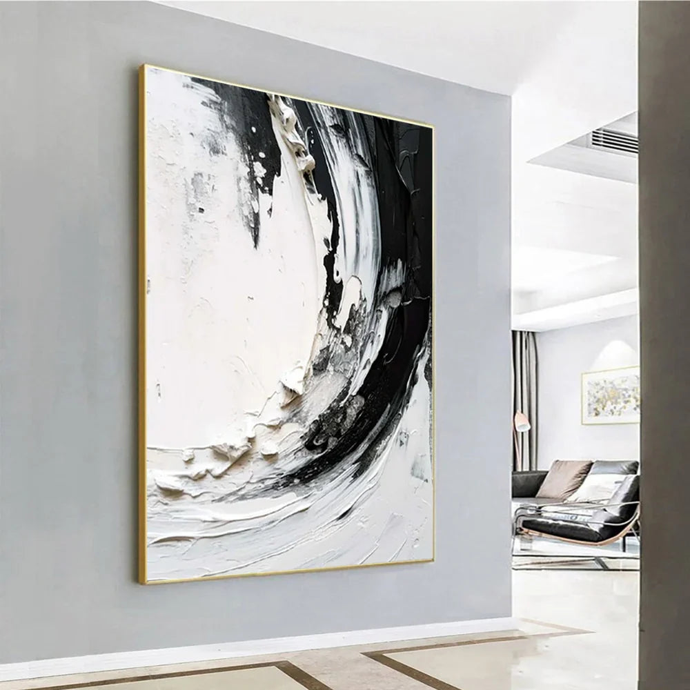 Black and White Minimalist Textured Wall Art #MT032