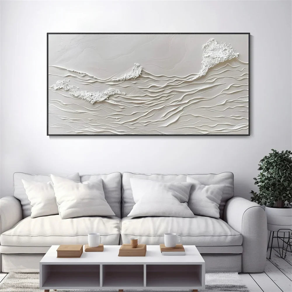 White Minimalist Textured Wall Art #MT119