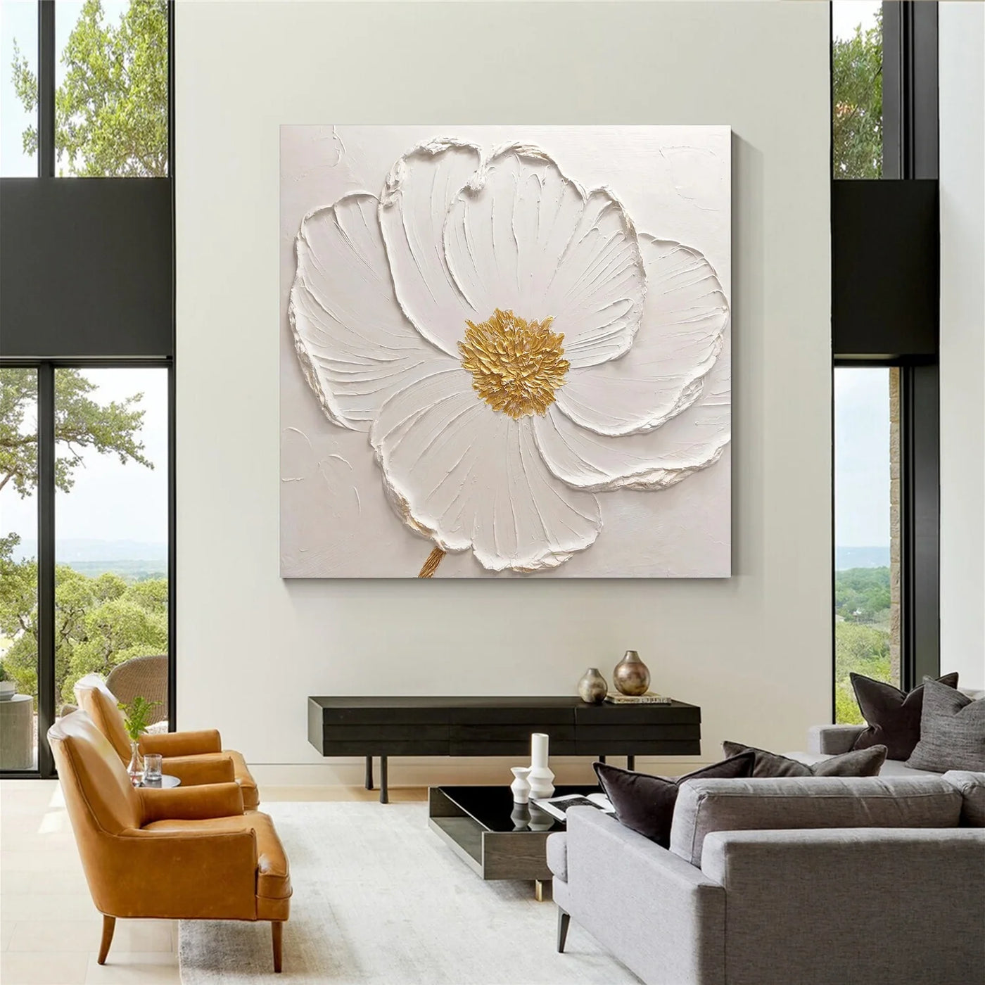 Flower & Tree Textured Abstract Wall Art #SF045