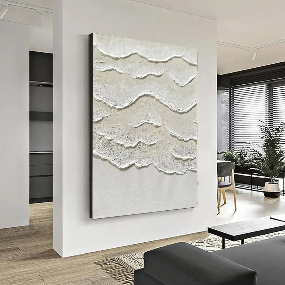 White Minimalist Textured Wall Art #MT122
