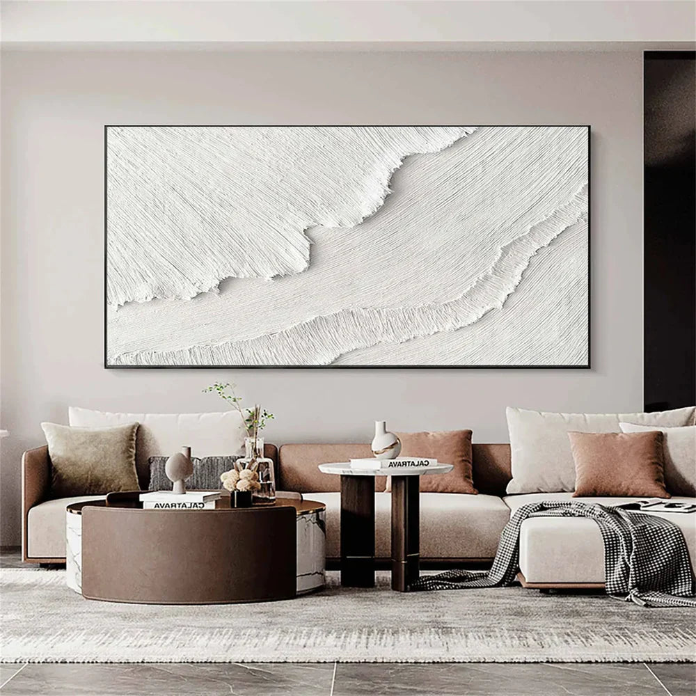 White Minimalist Textured Wall Art #MT120
