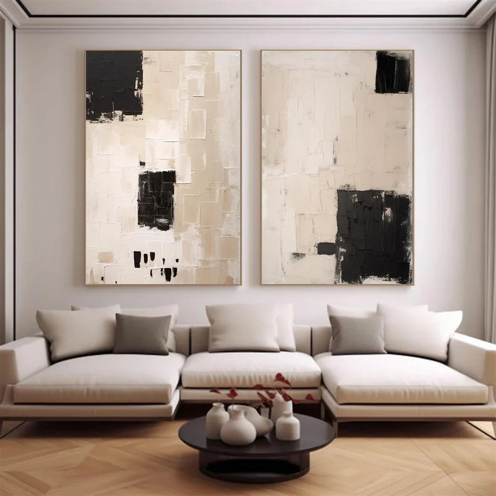 Beige and Brown Abstract Textured Wall Art Set Of 2 #AT103