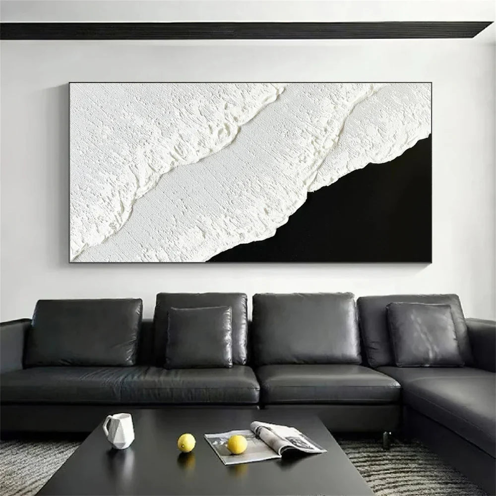 Black and White Minimalist Textured Wall Art #MT046