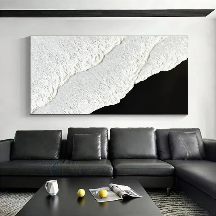 Black and White Minimalist Textured Wall Art #MT046