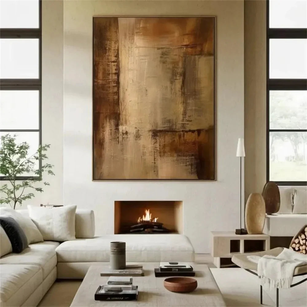 Beige and Brown Abstract Wall Art  #AT105